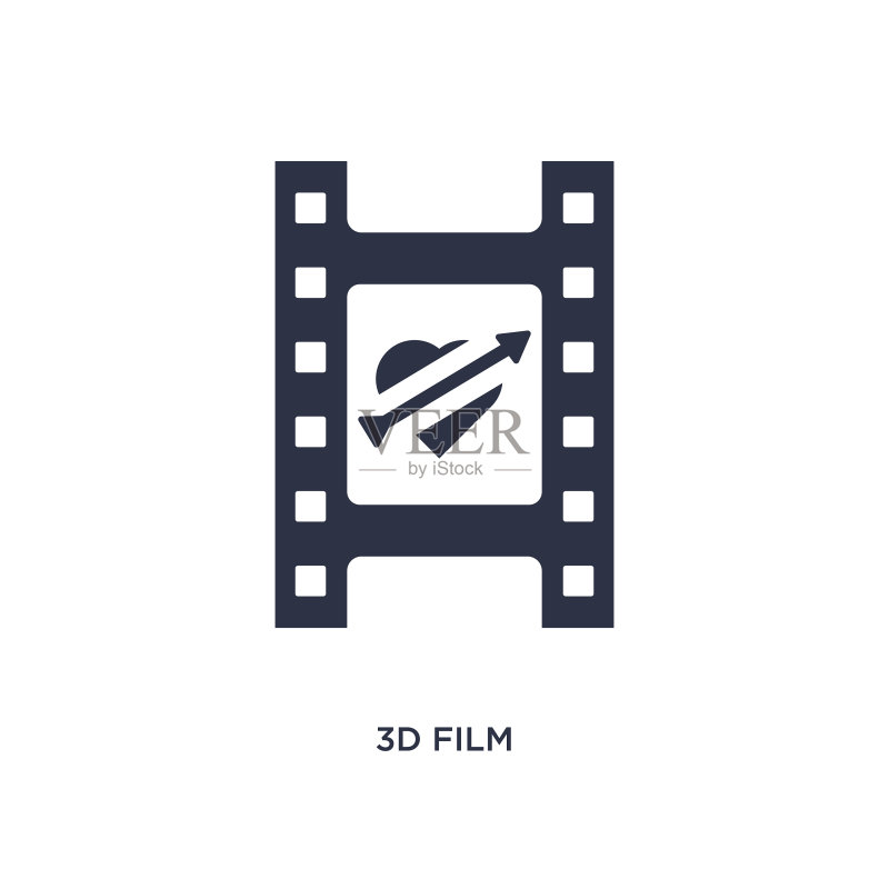 白色背景上的3D电影图标图标素材