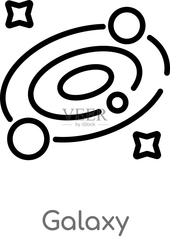 星系图标黑色简约线条轮廓图标素材