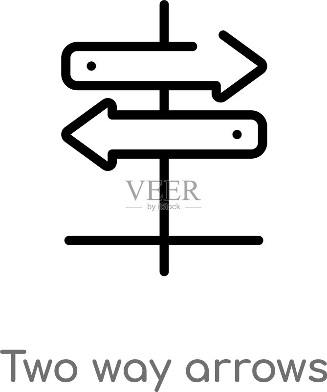黑色双向箭头轮廓图标图标素材