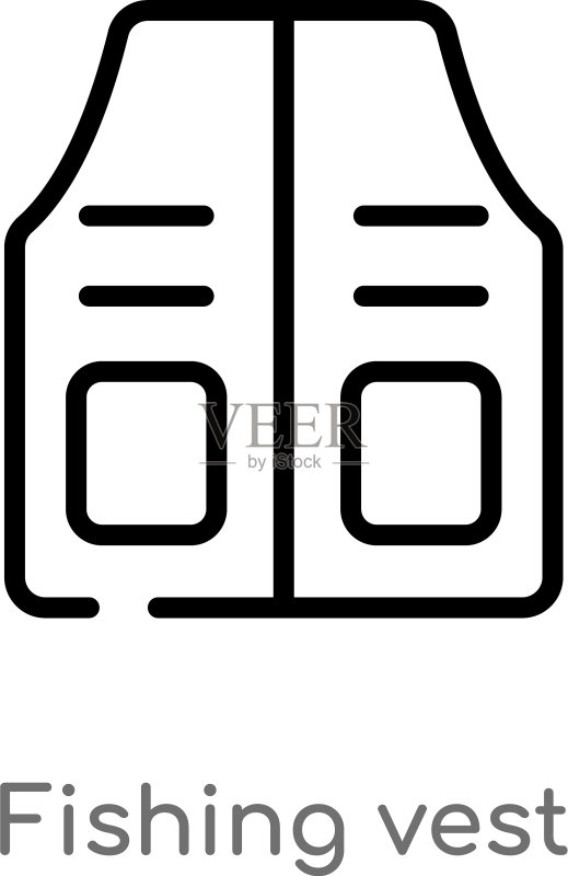 黑色简约风钓鱼背心轮廓图标图标素材