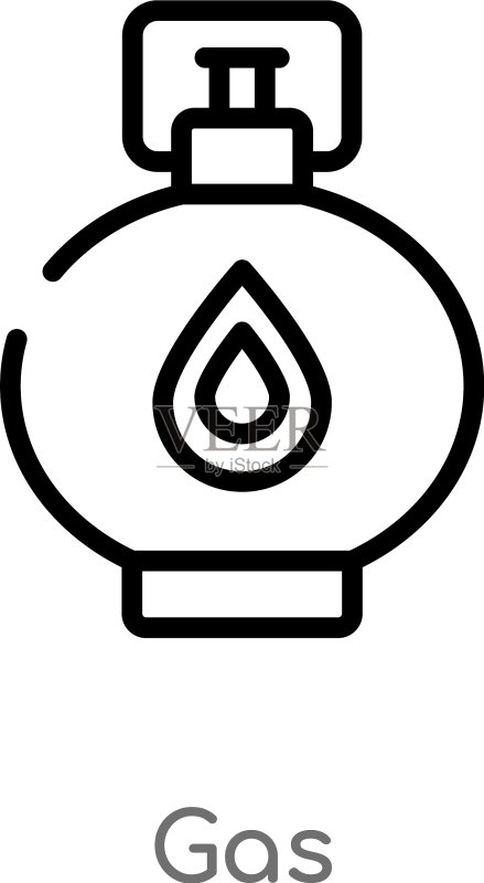 黑色简约线条燃气图标图标素材