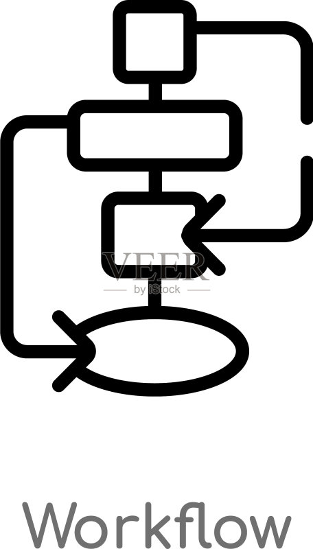 黑色简约线条工作流程轮廓图标图标素材