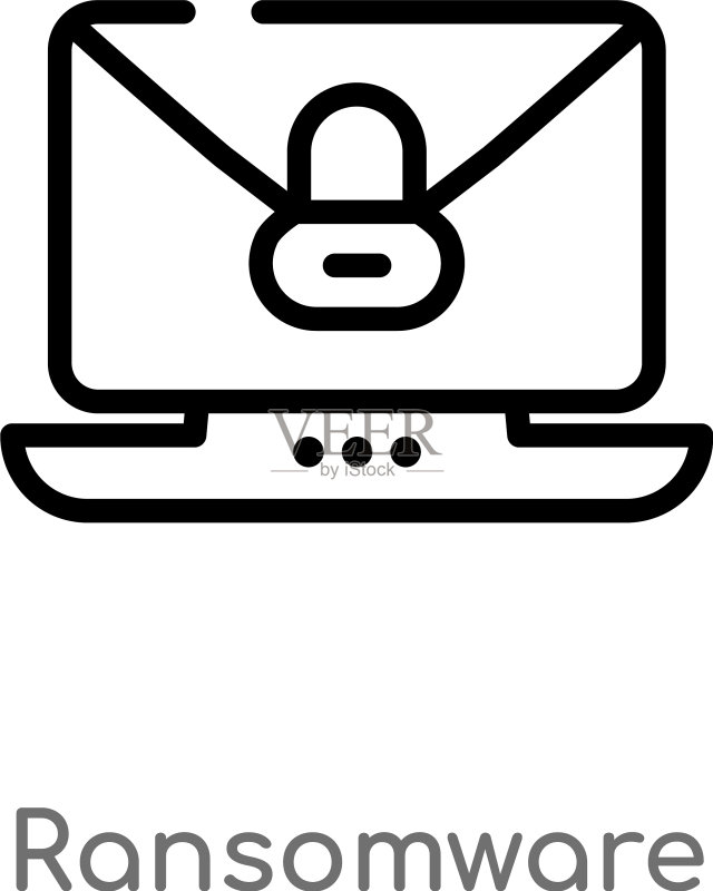 勒索软件图标黑色简约线条图标素材