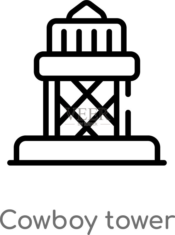 黑色简约牛仔塔轮廓图标图标素材