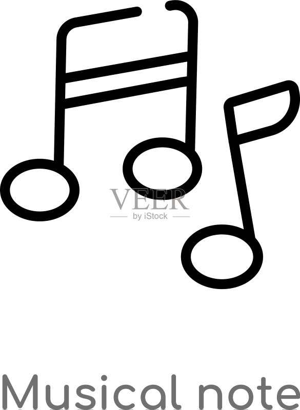 黑色简约音符轮廓图标图标素材