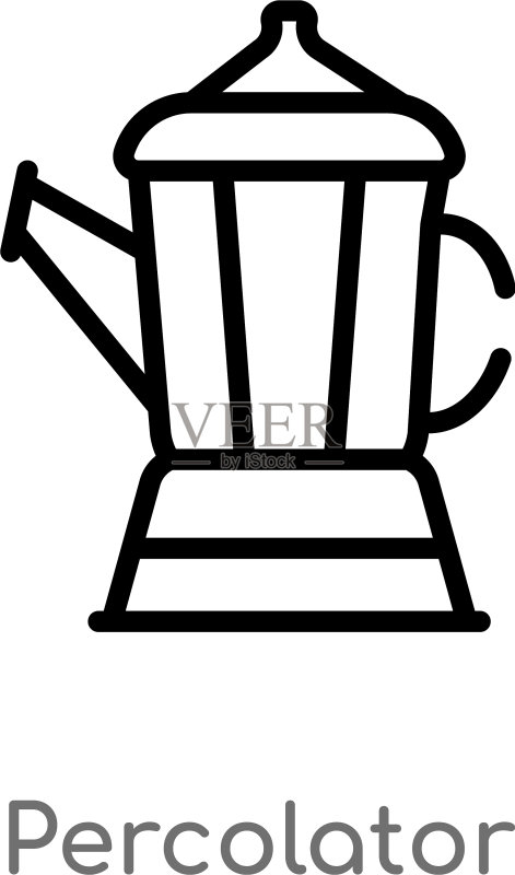 黑色背景上的轮廓咖啡渗滤壶图标图标素材