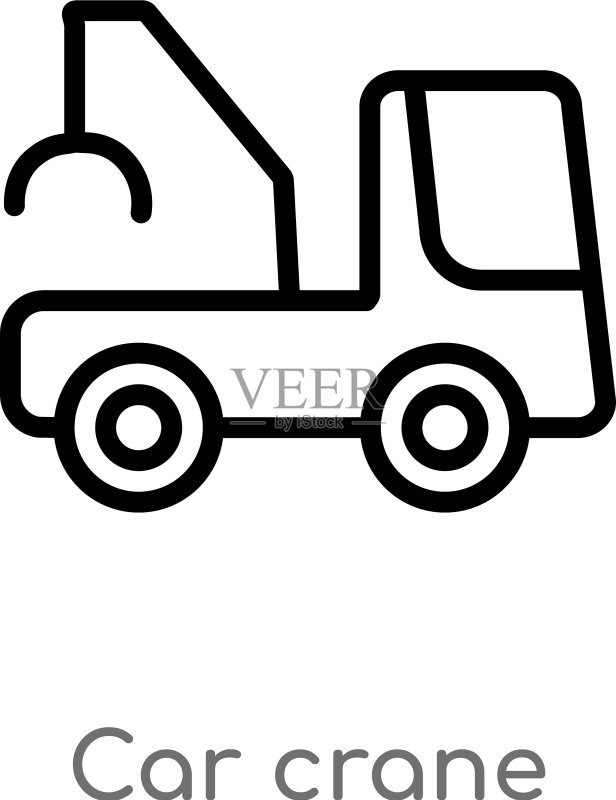 黑色汽车起重机轮廓图标图标素材