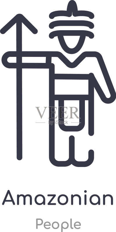 亚马逊轮廓图标:人物线性隔离图标素材