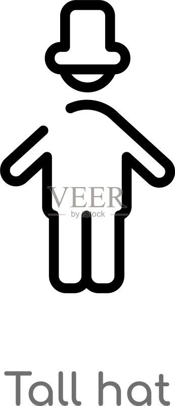 黑色简约线条高帽轮廓图标图标素材