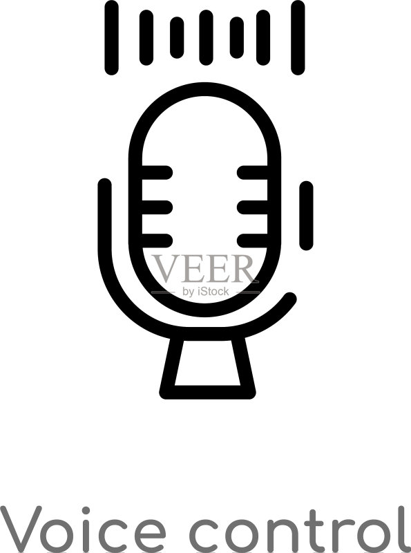 语音控制图标黑色简约轮廓图标素材