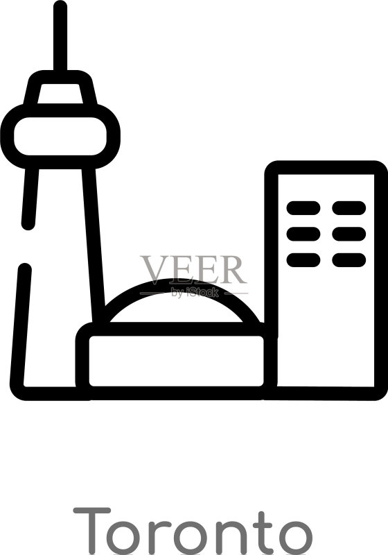 多伦多轮廓图标,黑色简约线条图标素材