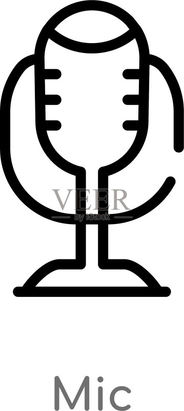 黑色简约麦克风图标轮廓图标素材