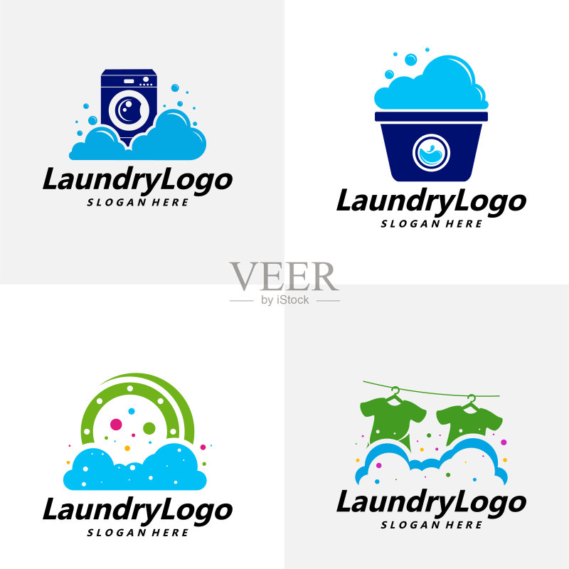 洗衣店Logo设计模板清洁图标素材