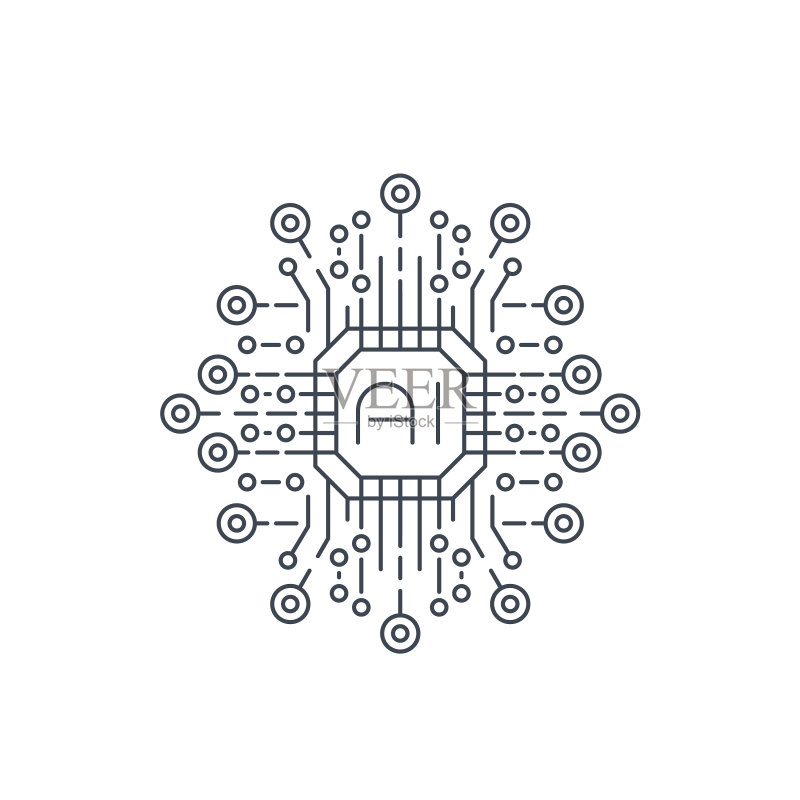 人工智能AI技术线性图标图标素材