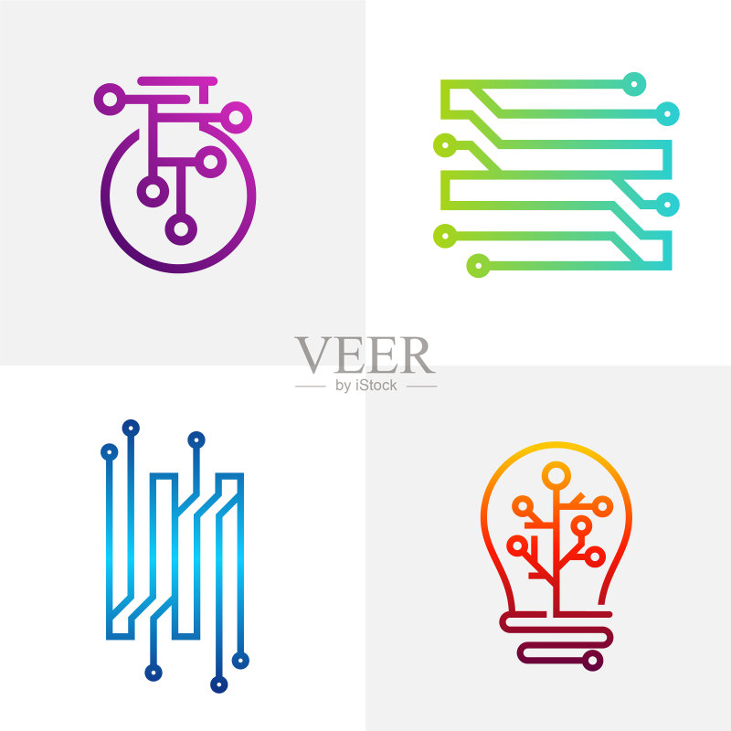 电路logo设计模板圆形logo图标素材