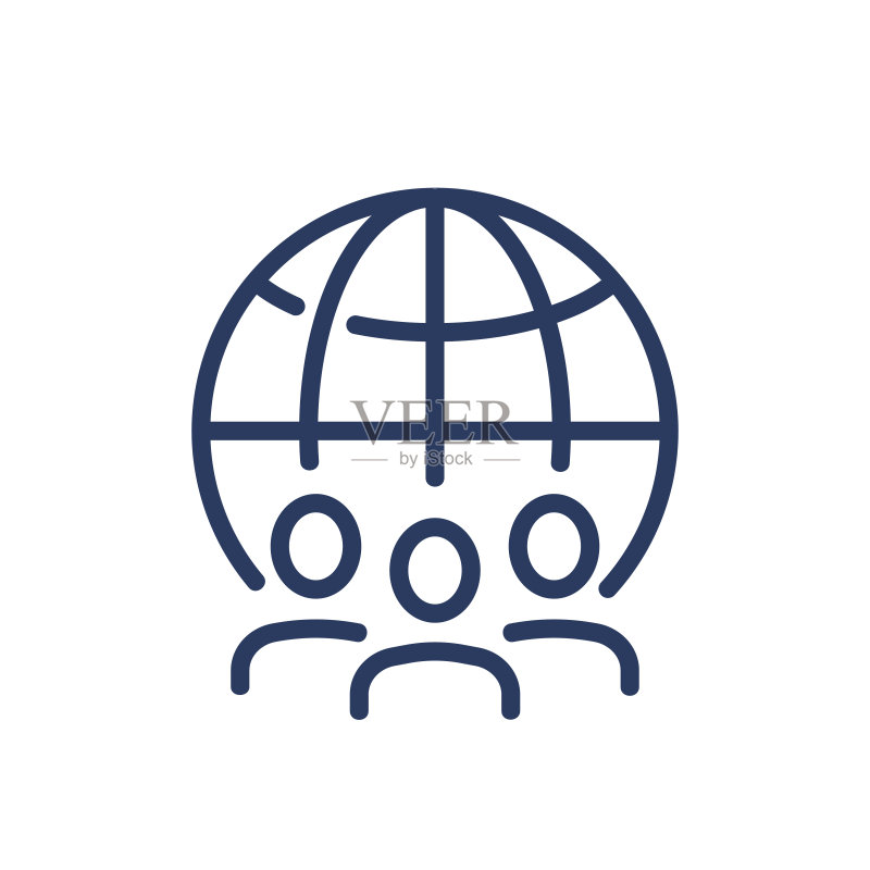 地球和公司职员细线图标图标素材