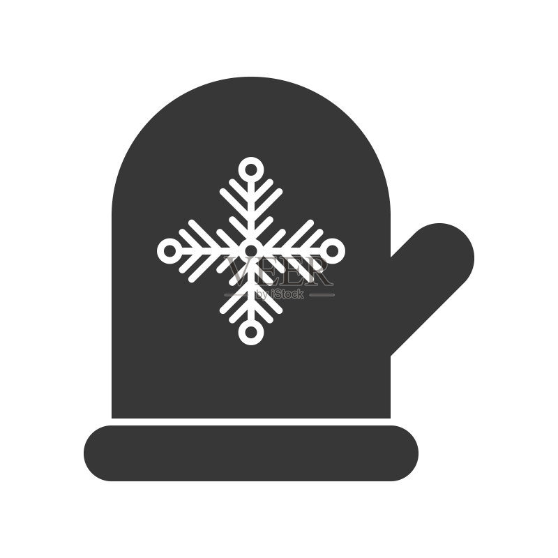 手套和雪花符号的圣诞节图标素材