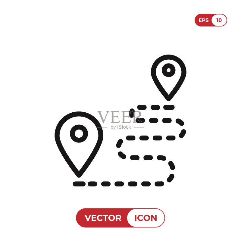 带虚线的目的地图标图标素材