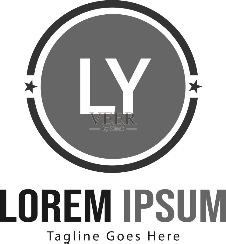 现代边框LY字母logo模板图标素材