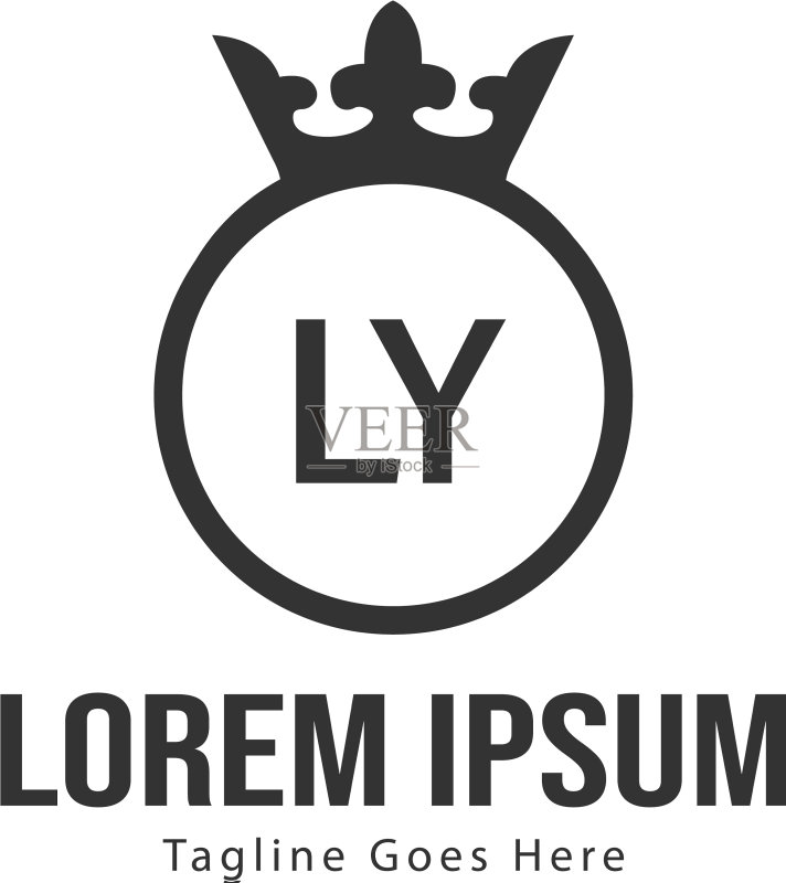 现代边框LY字母logo模板图标素材