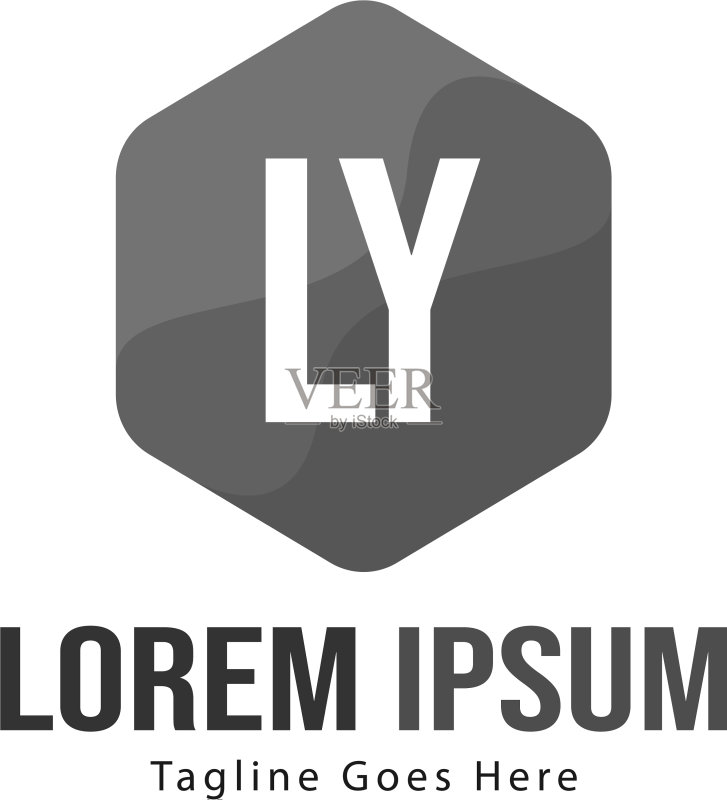 现代边框LY字母logo模板图标素材