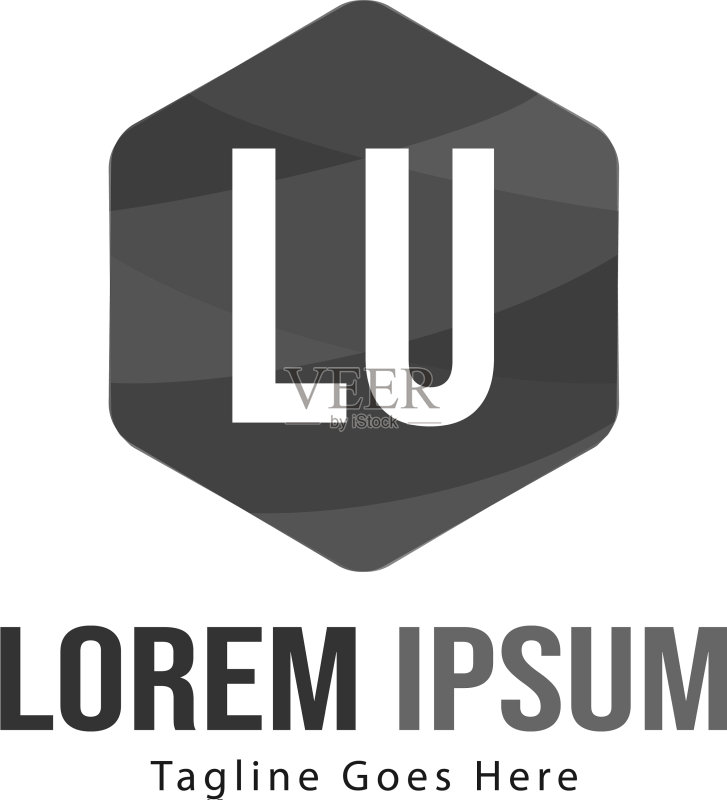 具有现代框架的LU首字母标志模板图标素材