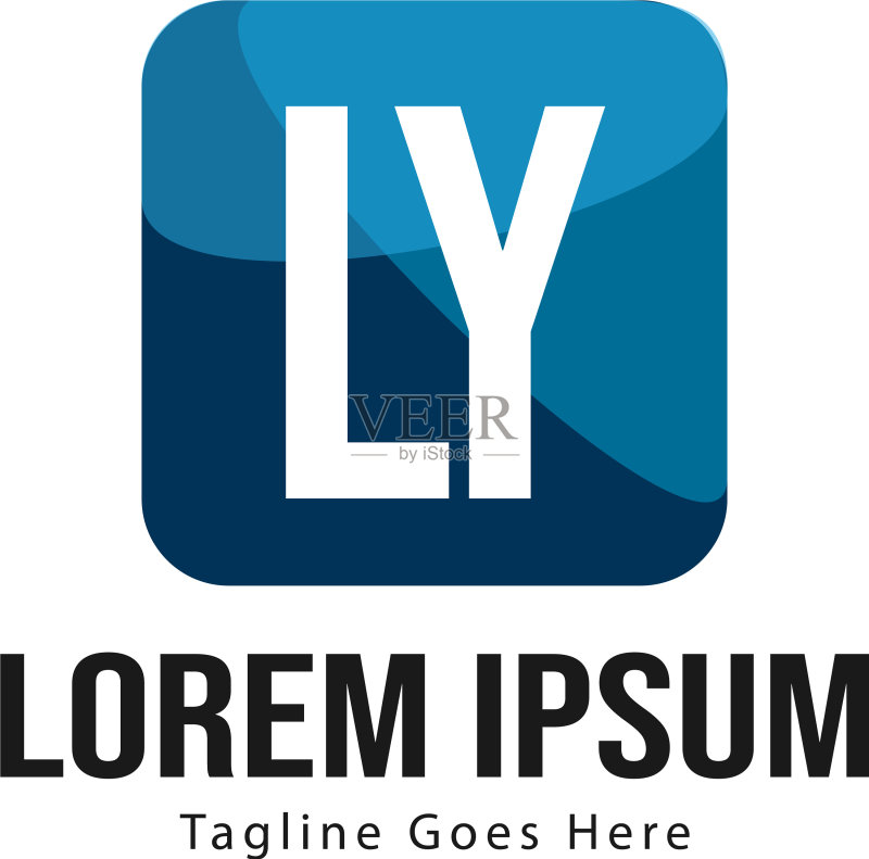 现代边框LY字母logo模板图标素材