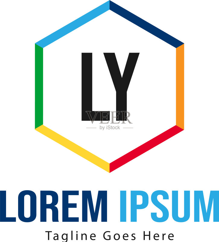 现代边框LY字母logo模板图标素材