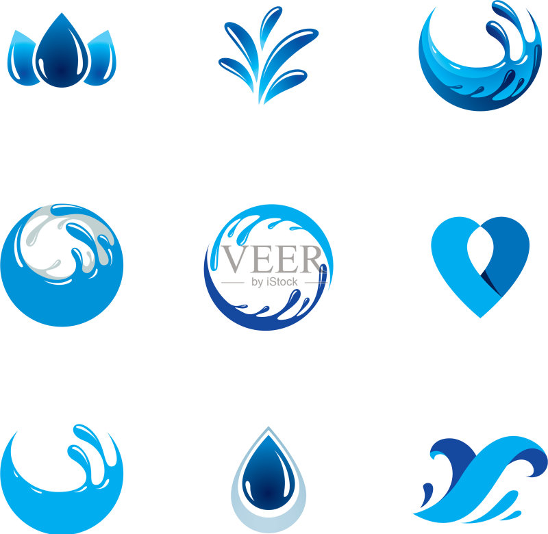 海浪飞溅logo纯净水驱动图标素材