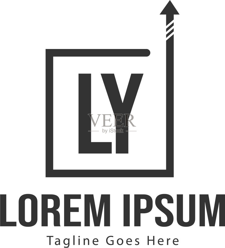 现代边框LY字母logo模板图标素材