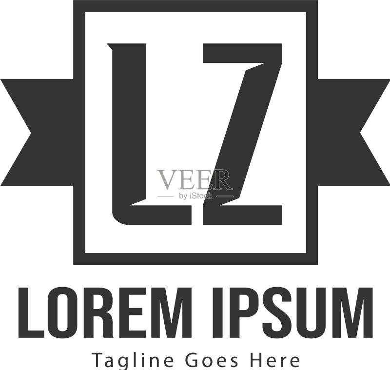 现代框架LZ首字母标志模板图标素材