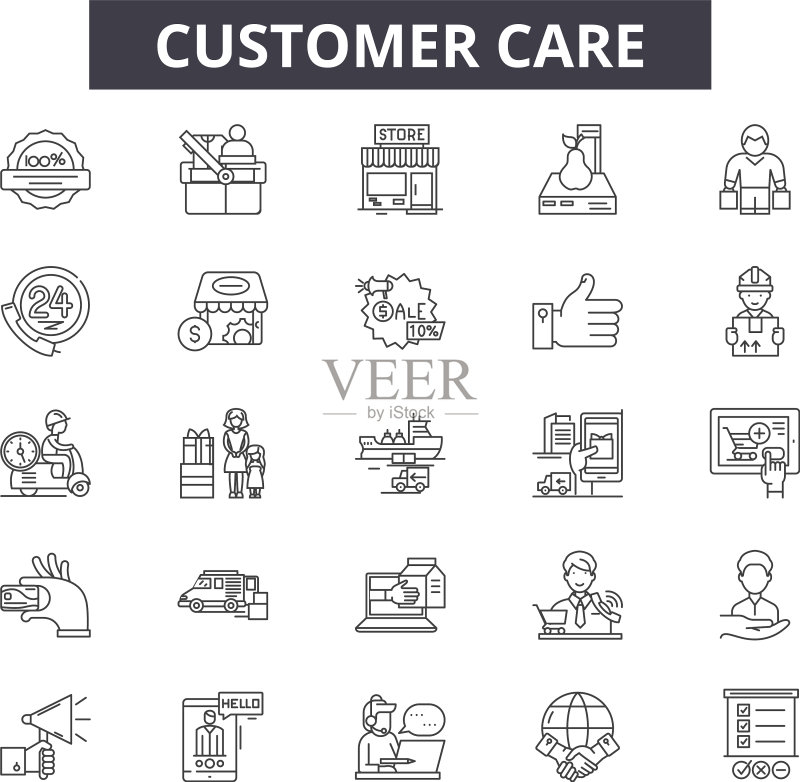 客户服务热线图标集图标素材