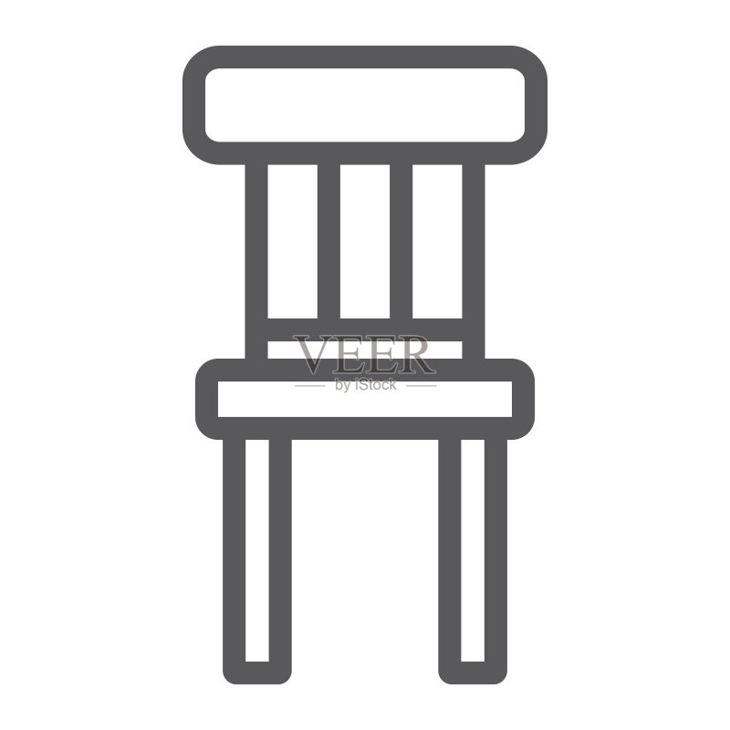 椅子线条图标,家具和家居凳子标志图标素材