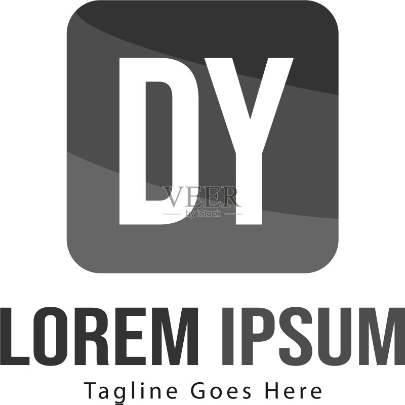 具有现代框架的DY首字母标志模板图标素材