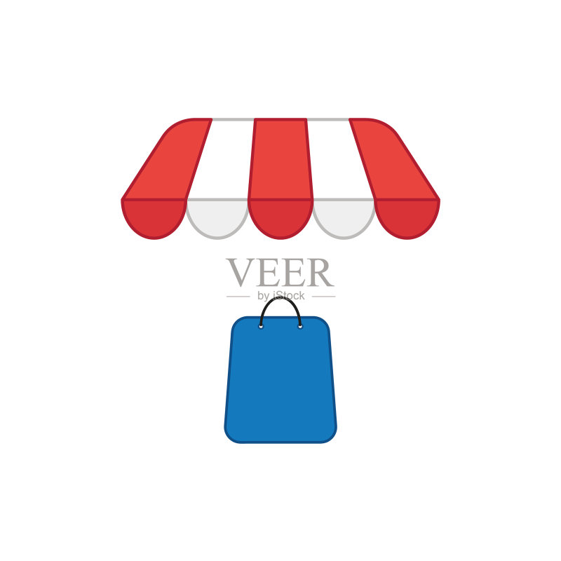 商店下的购物袋图标概念图标素材