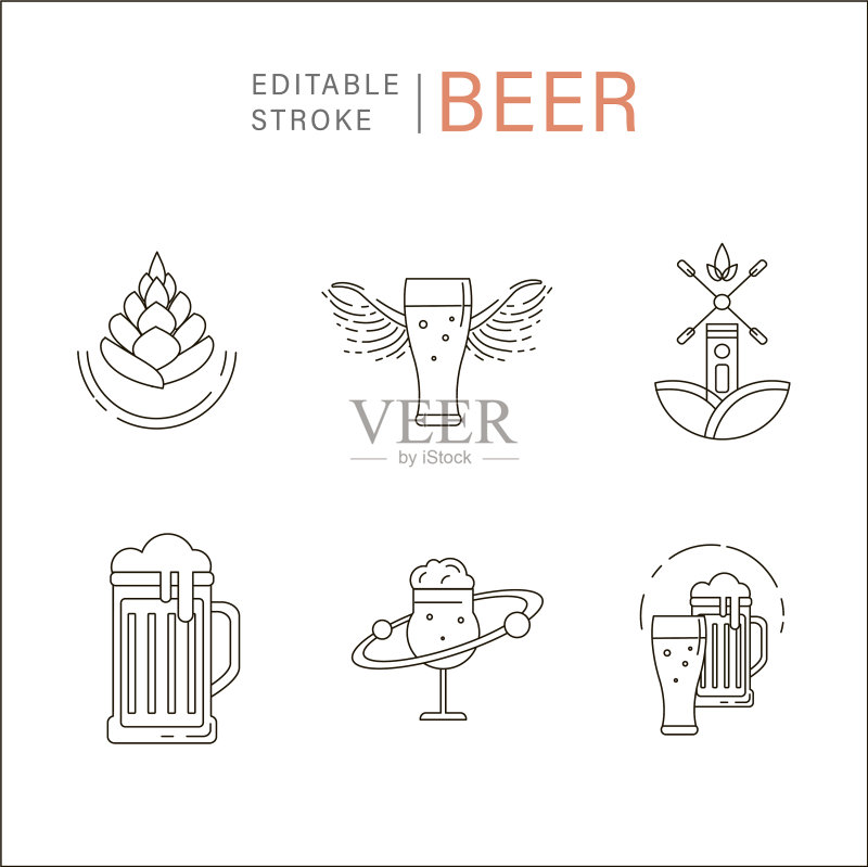 啤酒和啤酒厂图标与logo图标素材