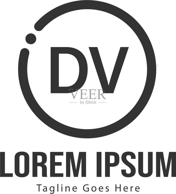 首字母DV现代框架标志模板图标素材