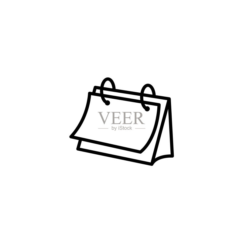 白色背景上的日历Web线条图标图标素材