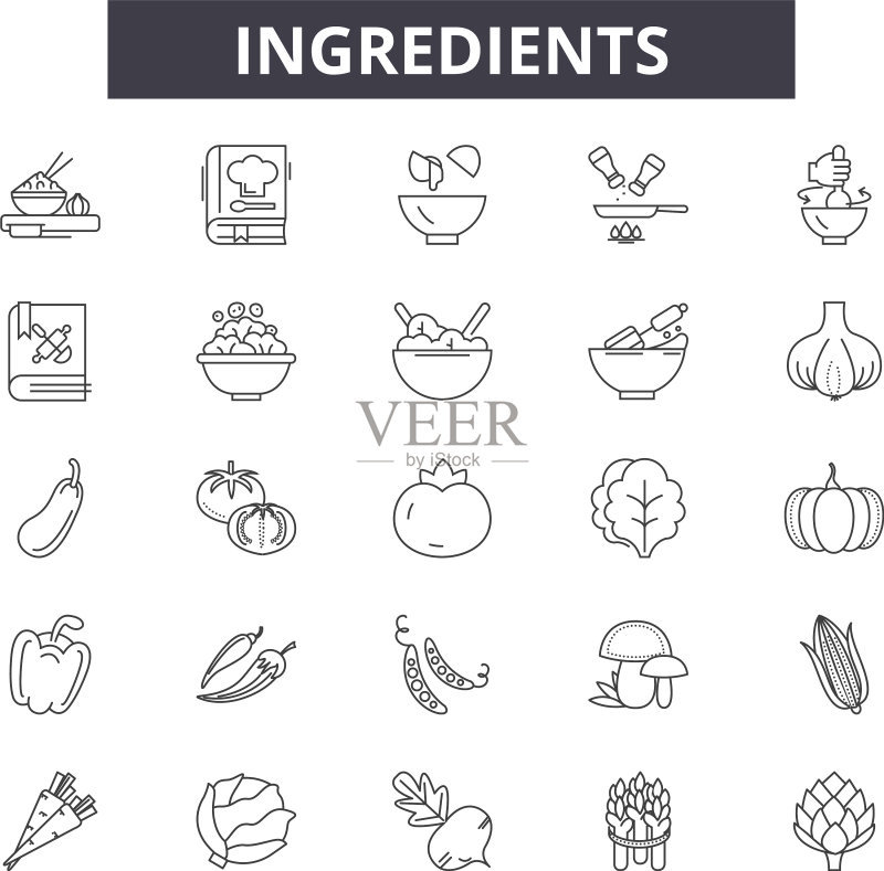 食材线性图标标志集轮廓图标素材