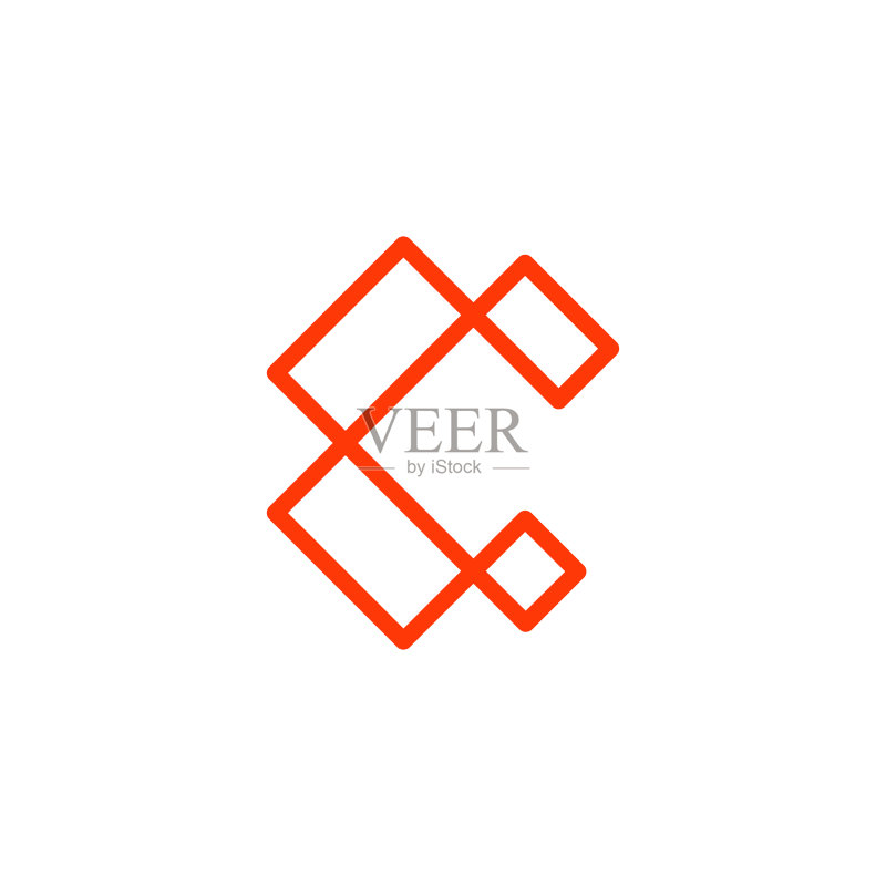 C字母抽象几何线条连接logo图标素材