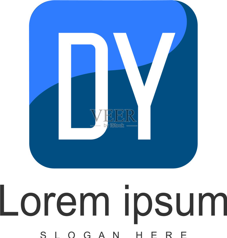 具有现代框架的DY首字母标志模板图标素材