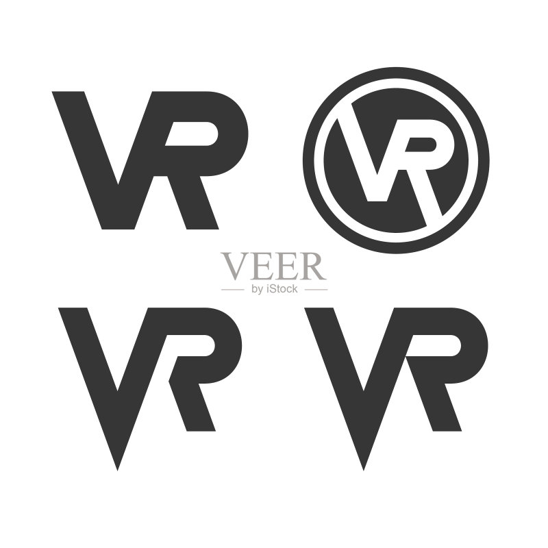 白色背景上的VR虚拟现实Logo图标集图标素材