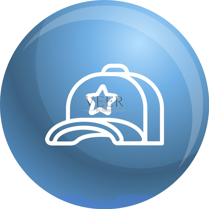 星星棒球帽轮廓图标图标素材
