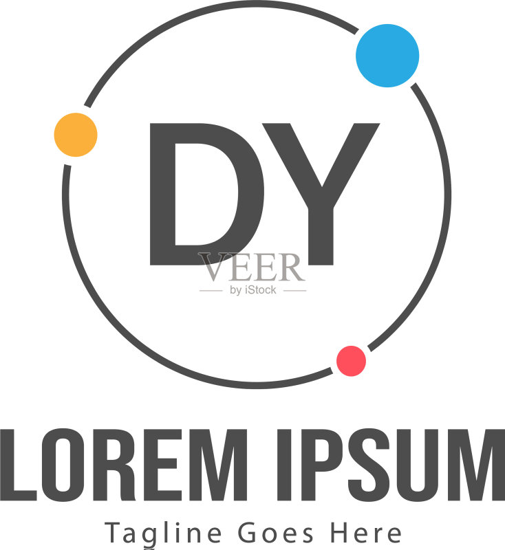 具有现代框架的DY首字母标志模板图标素材