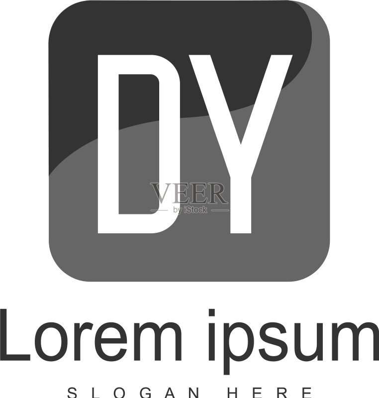 具有现代框架的DY首字母标志模板图标素材