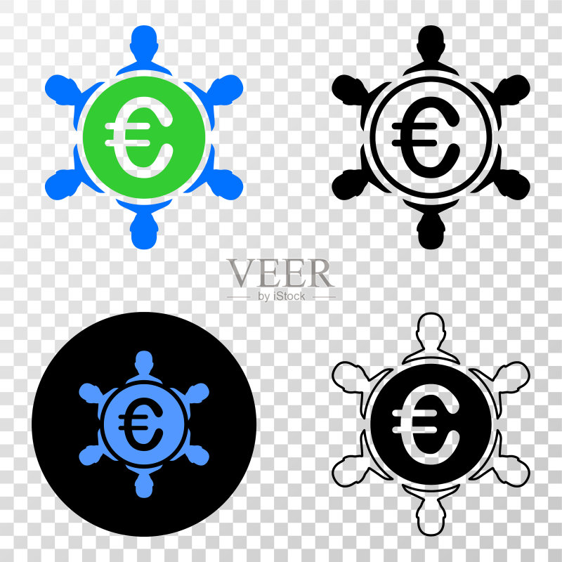 带轮廓的欧元人群公司EPS图标图标素材