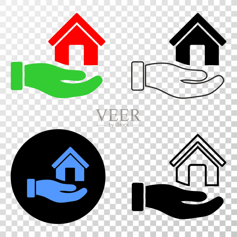 带有轮廓的房屋图标图标素材