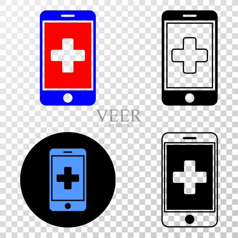 带轮廓的医疗手机App的EPS图标图标素材