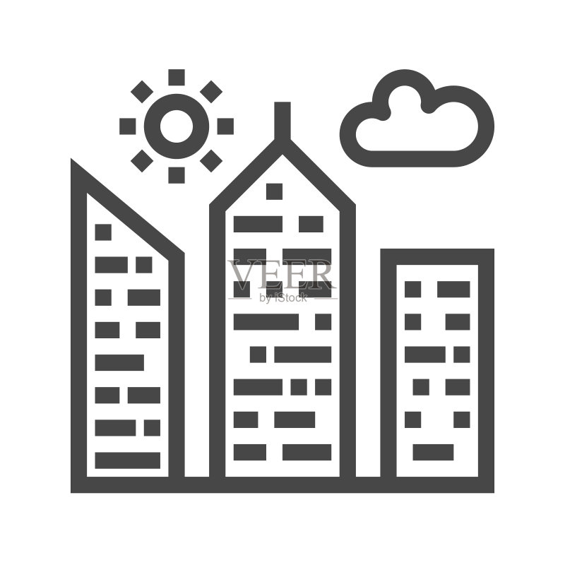 城市建筑细线图标图标素材