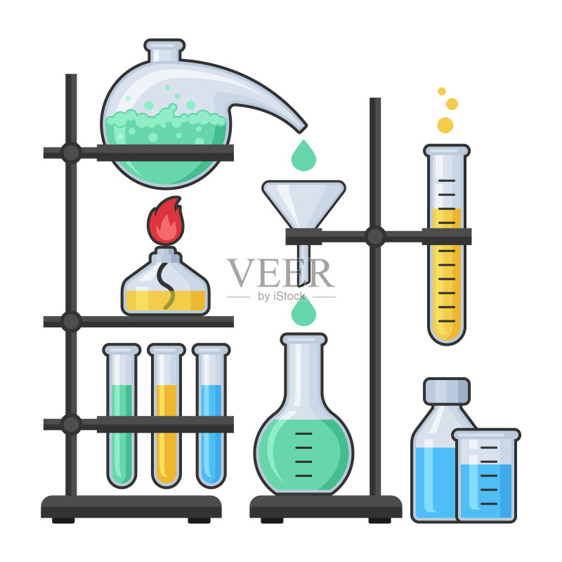 化学实验室中的科学设备图标素材